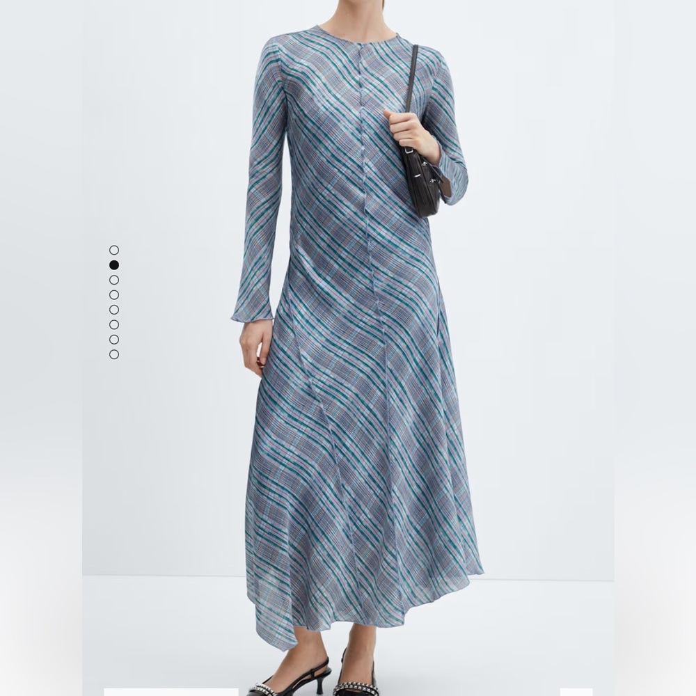 MANGO SATIN CHECK DRESS